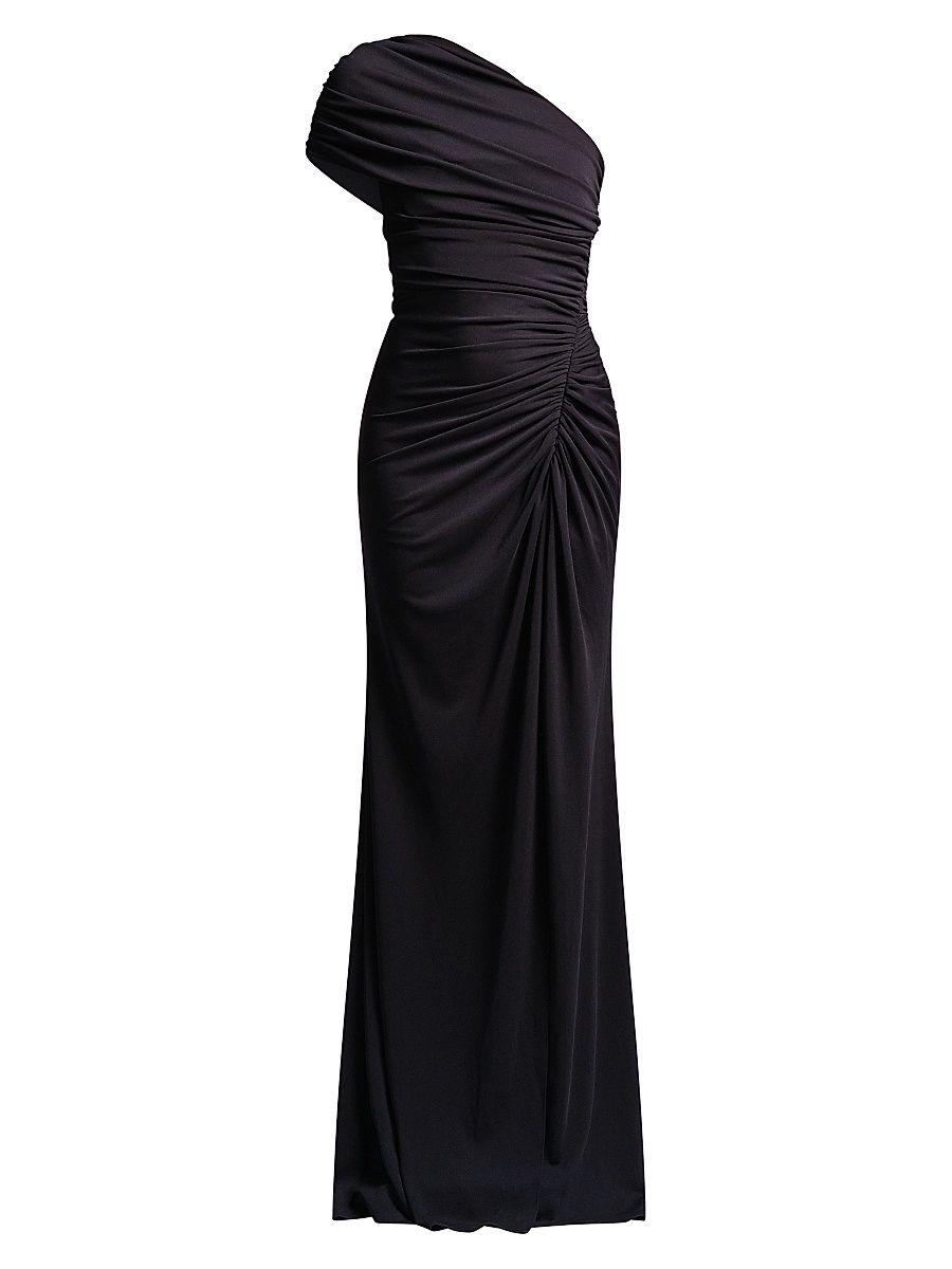 Women's Solina Ruched One-Shoulder Gown - Black - Size 10