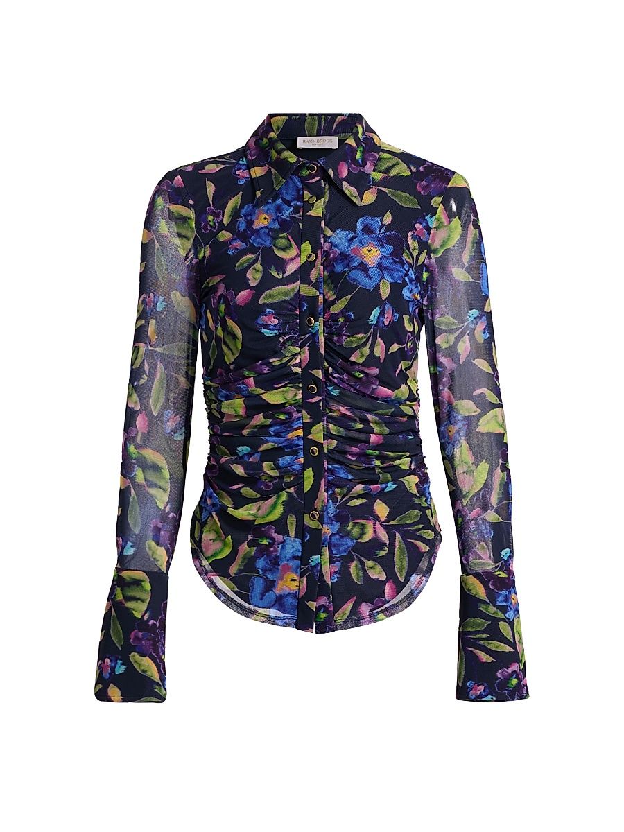 Women's Talisa Floral Shirt - Navy Floral Mesh - Size Large