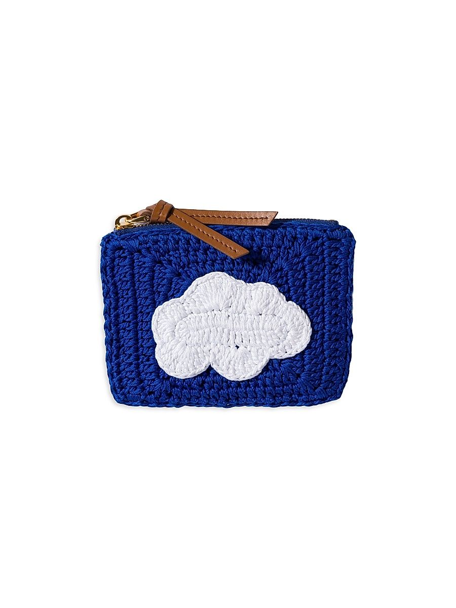 Women's Crochet Zipper Pouch - Blue