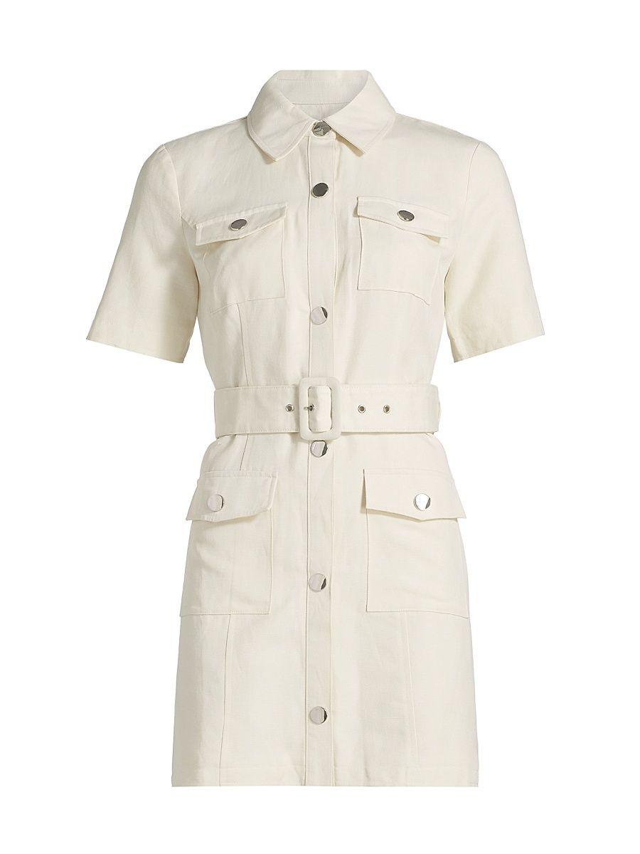 Women's Lydia Short-Sleeve Snap-Front Minidress - Bone - Size 14