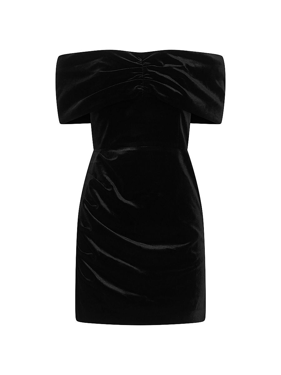 Women's Maria Off-The-Shoulder Velvet Minidress - Black - Size 12