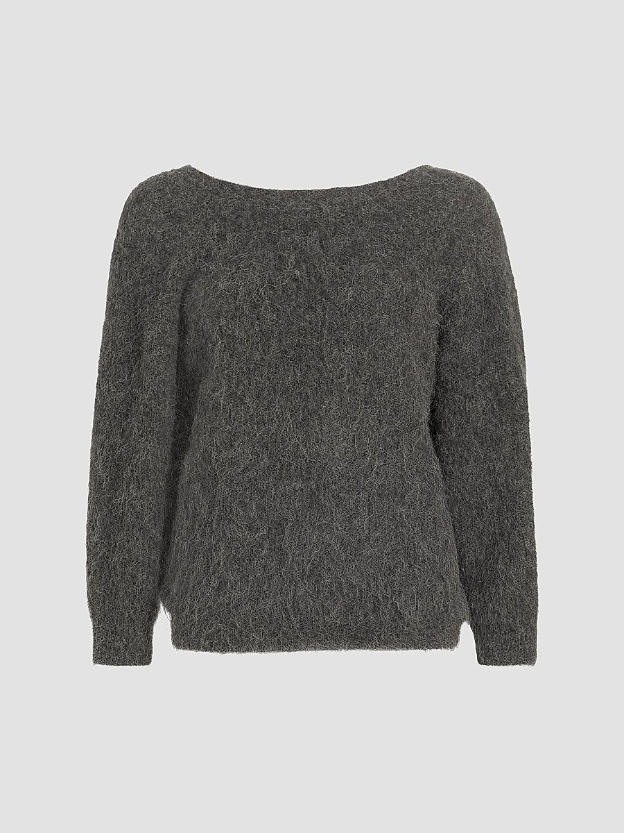 ba & sh Women's Fill Alpaca-Blend Twist Sweater - Carbone - Size Medium