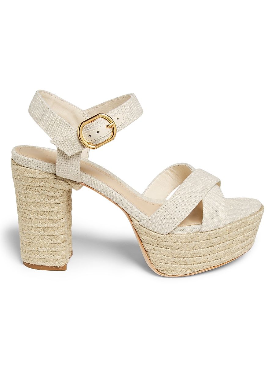 Women's Platform Espadrille High-Heel Sandals - Natural Linen - Size 12