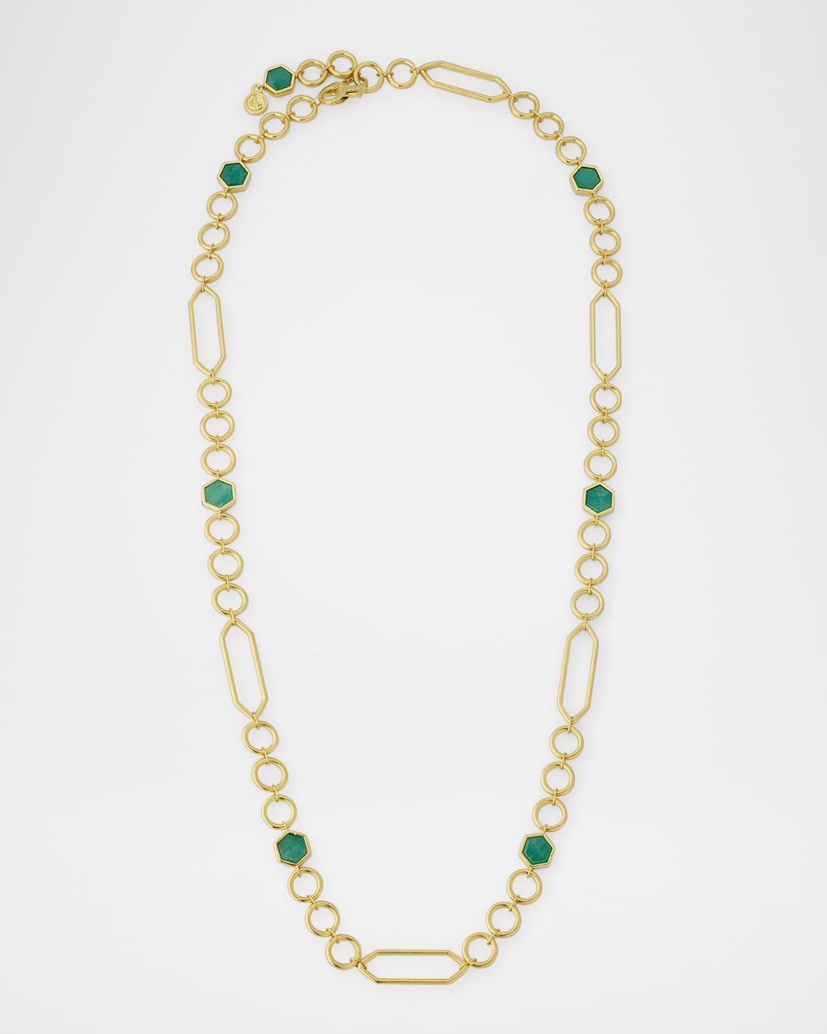 18K Yellow Gold Clyde Emerald Chain Necklace