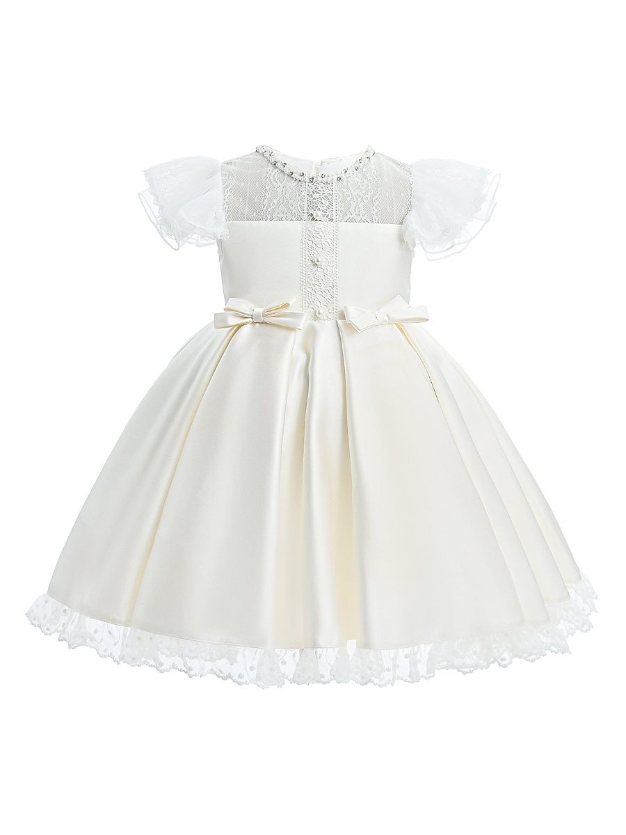 Little Girl's & Girl's Lace-Trim Puff Sleeve Dress - Ivory - Size 6