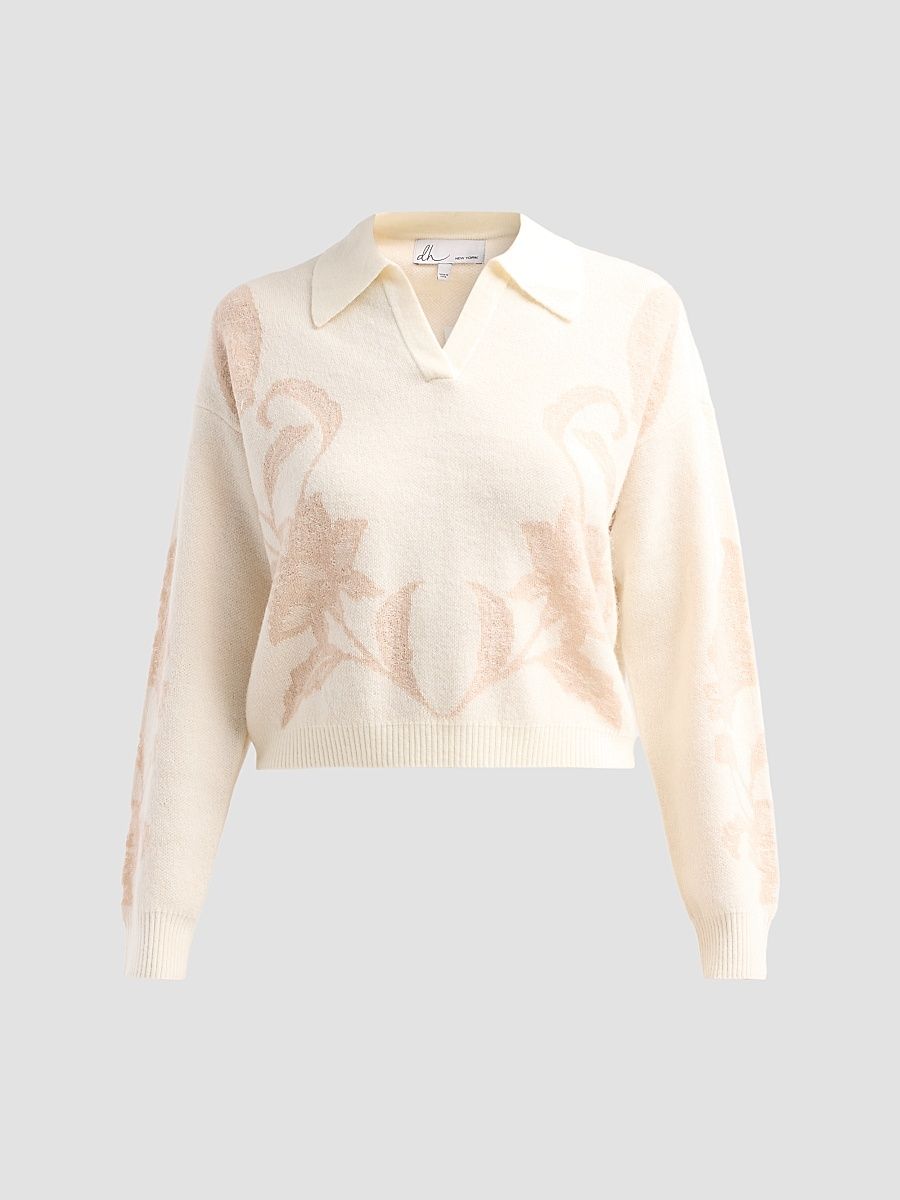 Women's Delia Wool-Blend Knitted Top - Dove Combo - Size Large