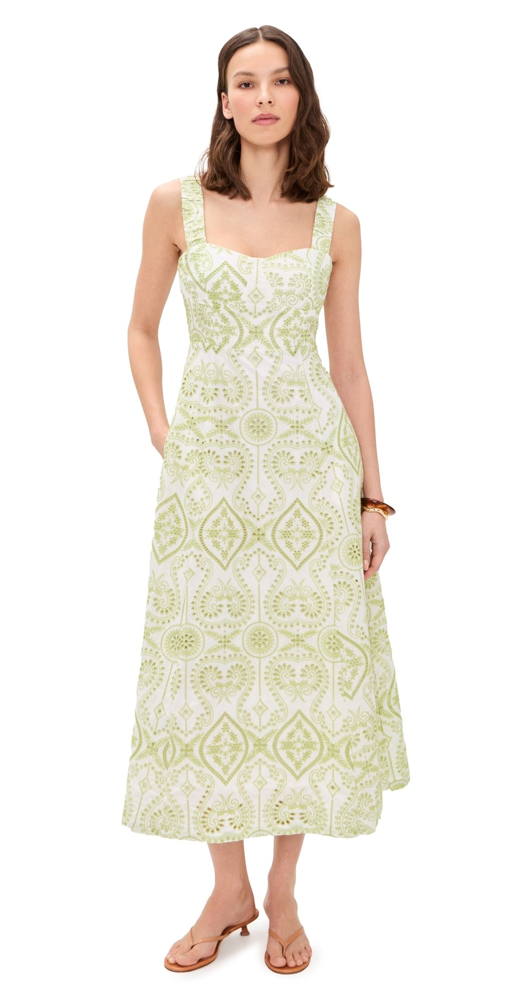 endless rose Eyelet Maxi Dress Pistachio XS