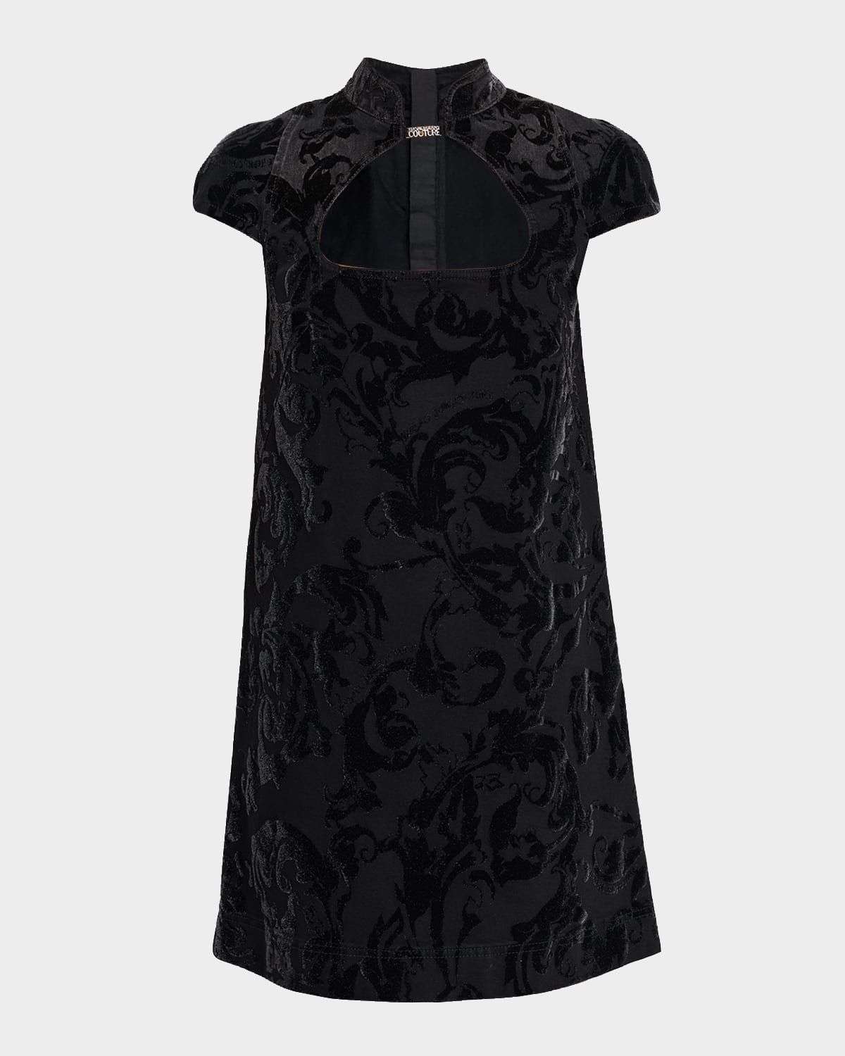 Cut-Out Barocco Denim Mini Dress