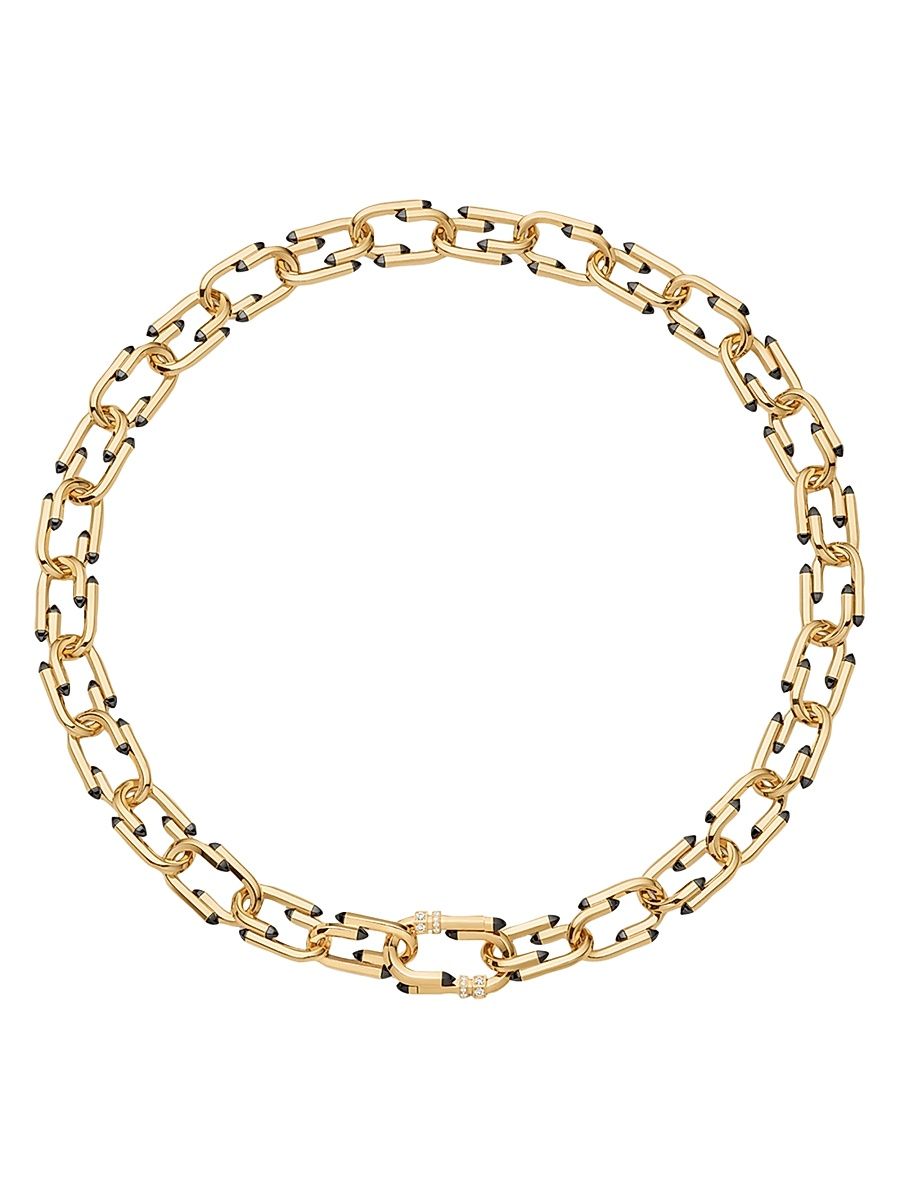 Women's Try Me 18K Yellow Gold, Black Onyx & 0.026 TCW Diamond Necklace - Yellow Gold