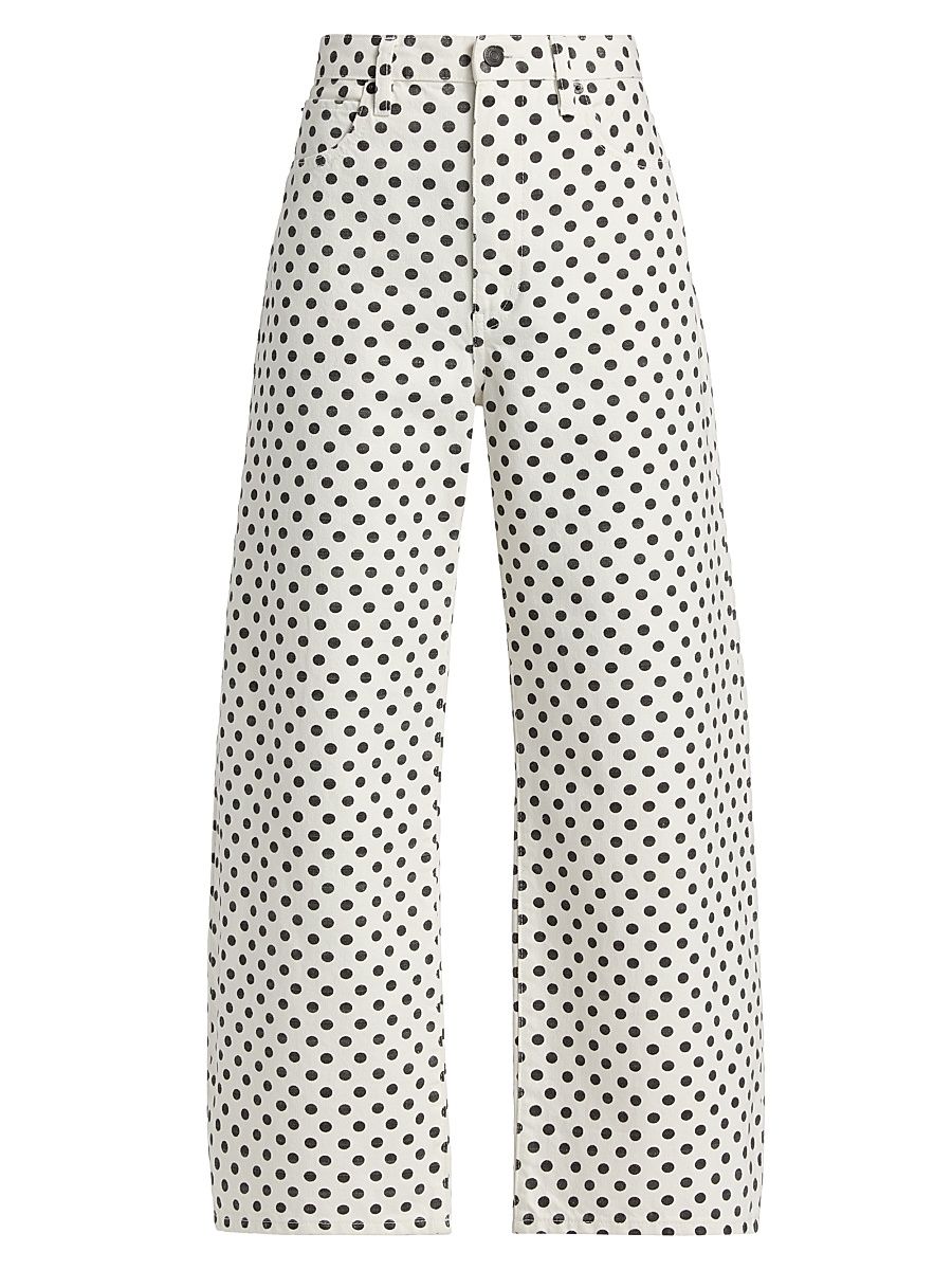 Women's The Bow Polka-Dot Crop Jeans - White Polka Dot - Size 26