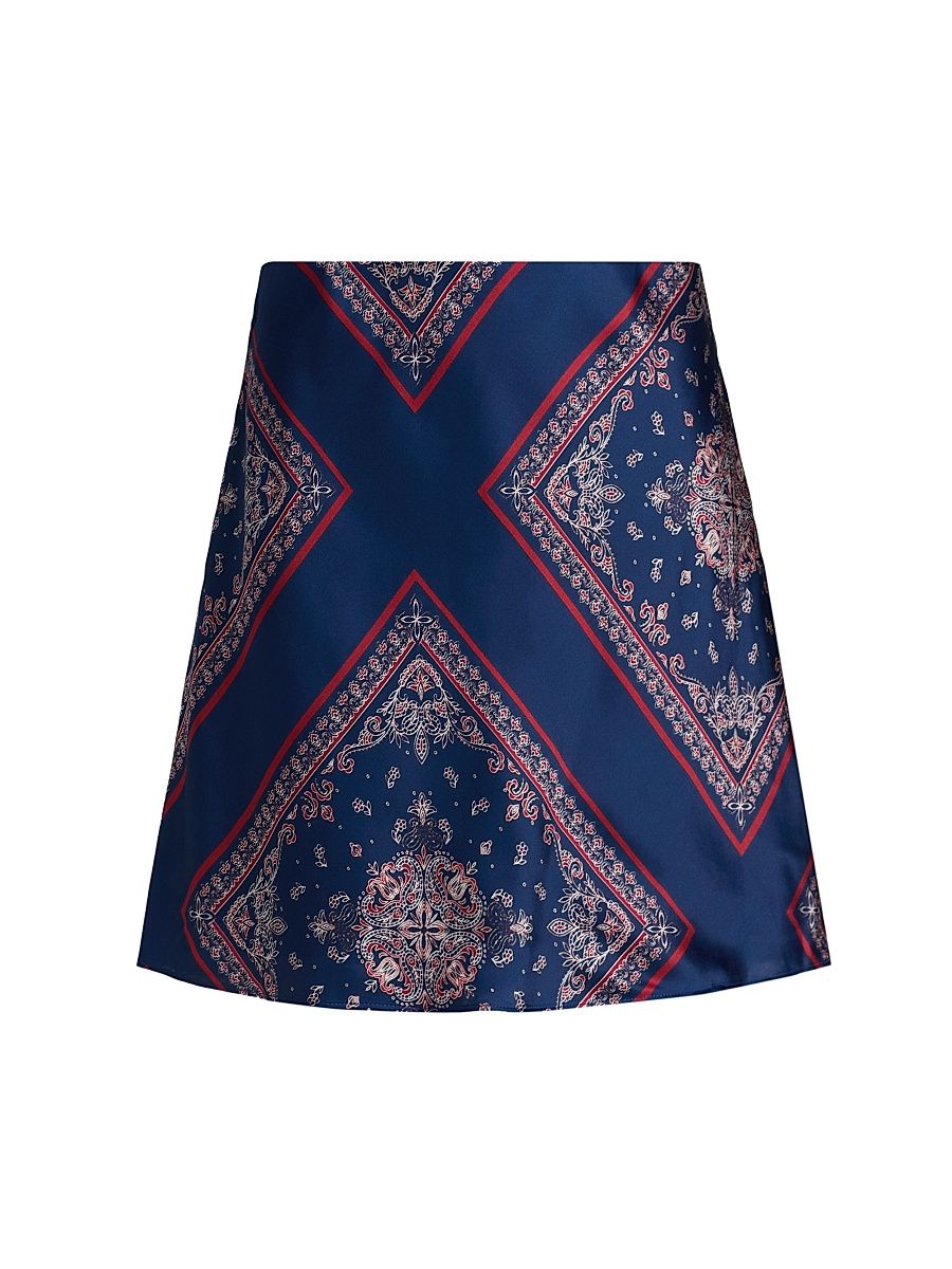 Women's Aviva Paisley-Print Silk Miniskirt - Mariners Bandana - Size Medium