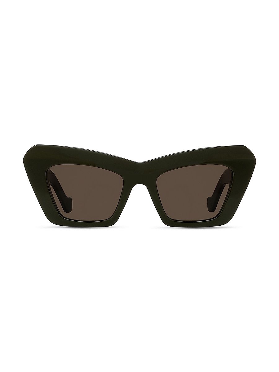 Women's Anagram 51MM Cat-Eye Sunglasses - Dark Olive Green Brown