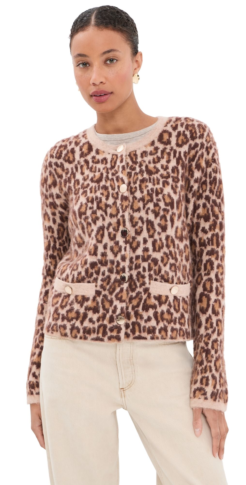 Sablyn Char B Shrunken Cashmere Cardigan Dune/Cinnabar S