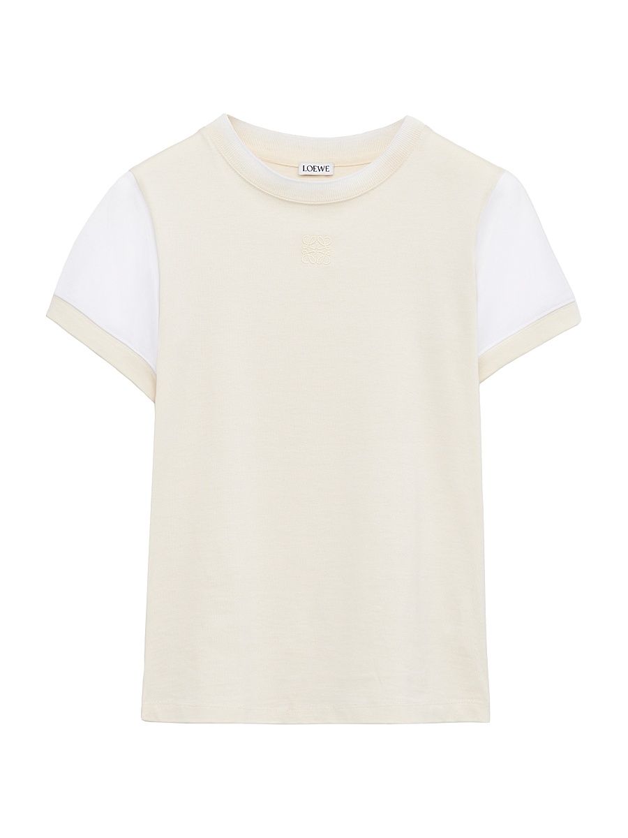 Women's Logo Crewneck Cotton-Blend T-Shirt - Vanilla - Size Large