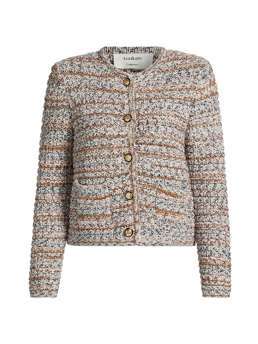 Women's Mixed Knit Cardigan - Beige - Size XS