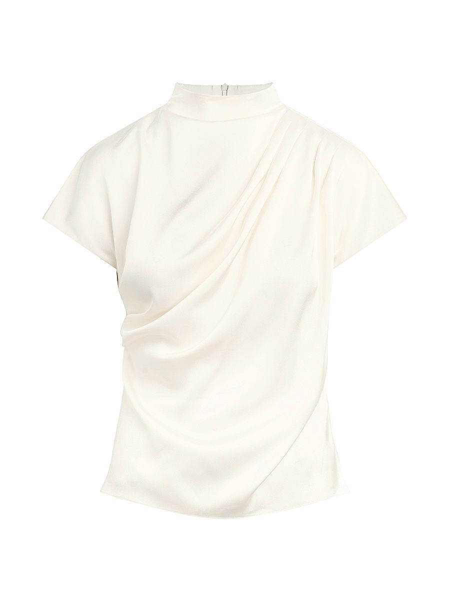 Women's The Graceful Draped Short-SleeveTop - Ivory - Size XS