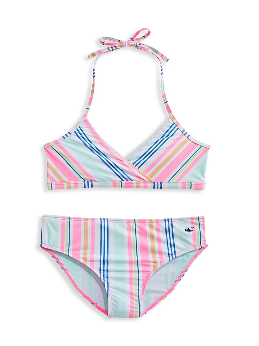 Girl's Little Girl's & Girl's Sea Spray Stripe 2-Piece Bikini Set - Multi - Size 14