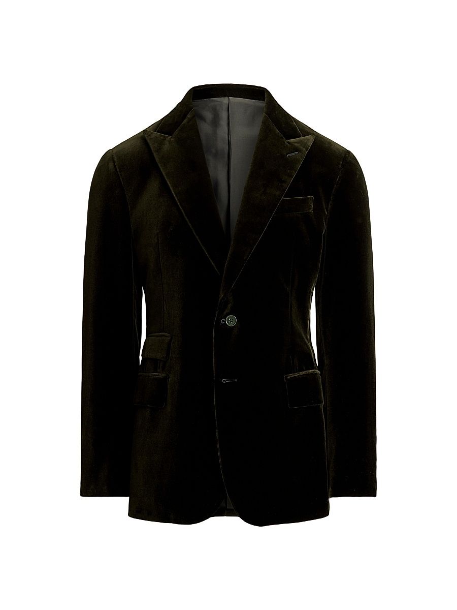 Men's Velvet Single-Breasted Blazer - Loden - Size 42