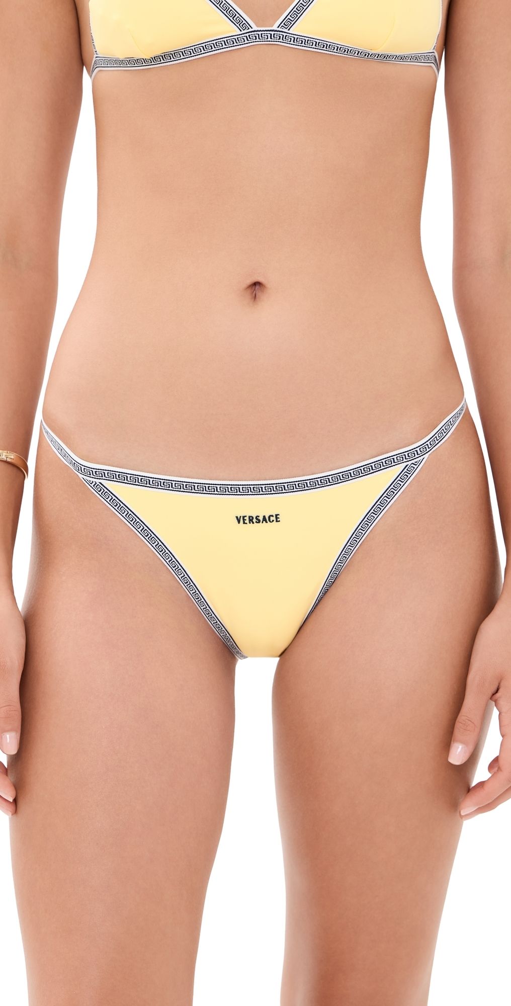 Versace Embroidered Logo Bikini Bottoms Butter Yellow 4