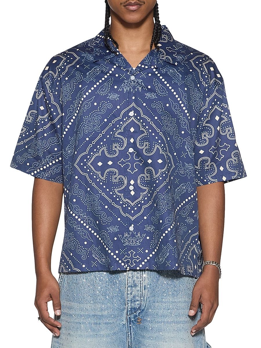 Men's Paise Diner Short-Sleeve Shirt - Navy - Size XXL