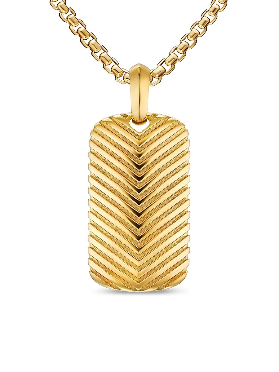 Men's Chevron Tag in 18K Yellow Gold, 34MM - Gold