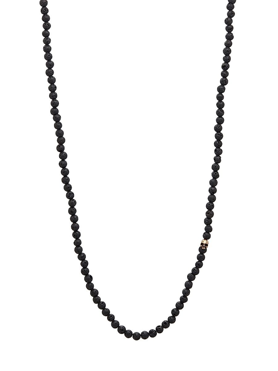 Mercer Brass & Lava Bead Necklace - Brass