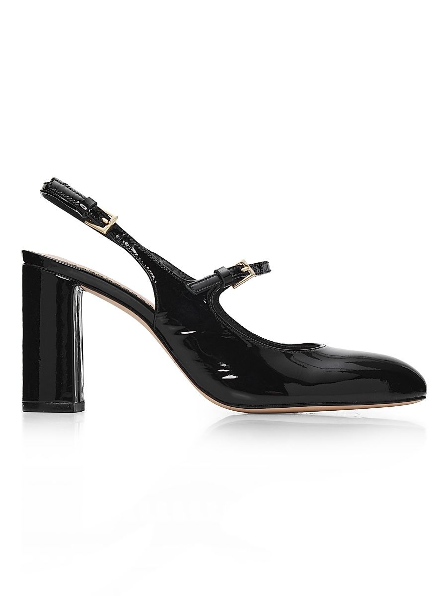 Women's Lola 80MM Patent Leather Slingback Pumps - Black - Size 6