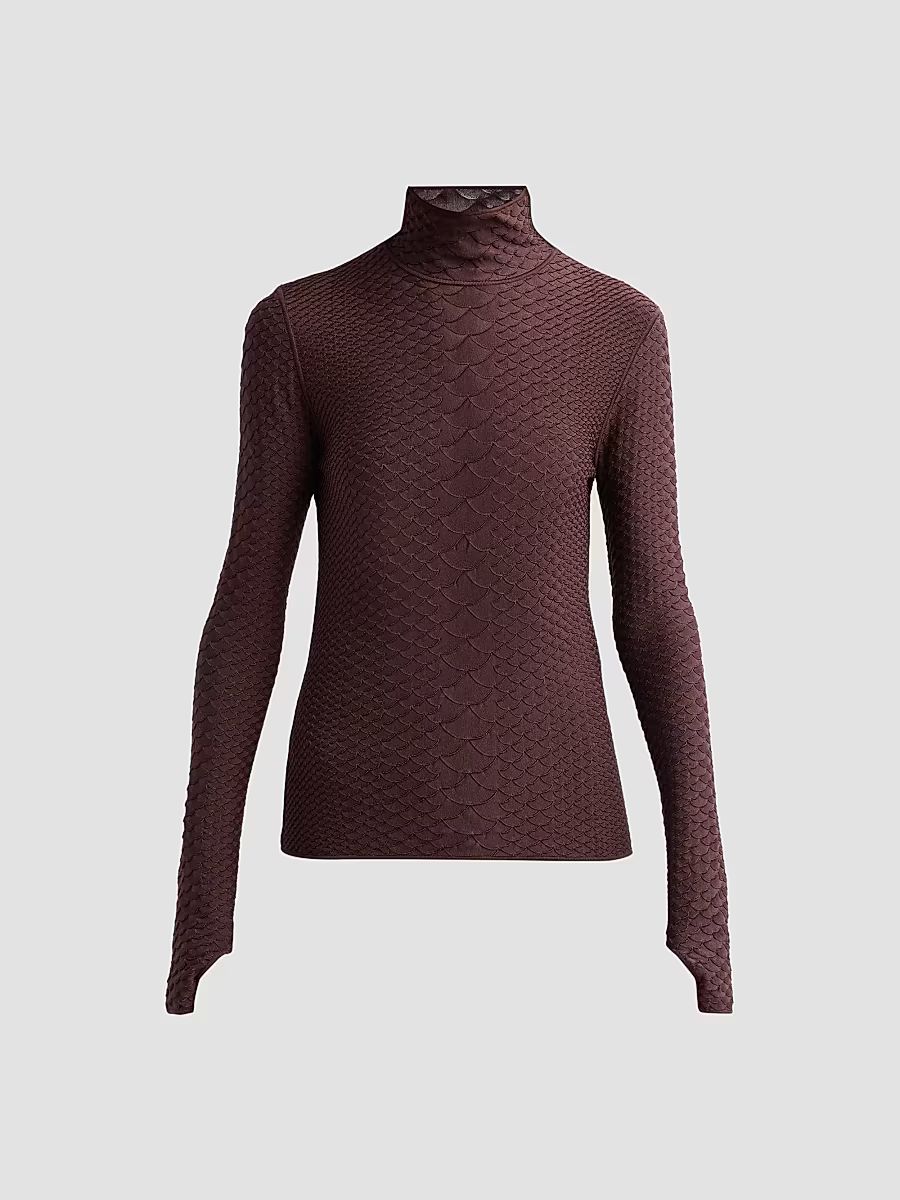 Women's Sitara Python-Embossed Jacquard Top - Espresso - Size Large