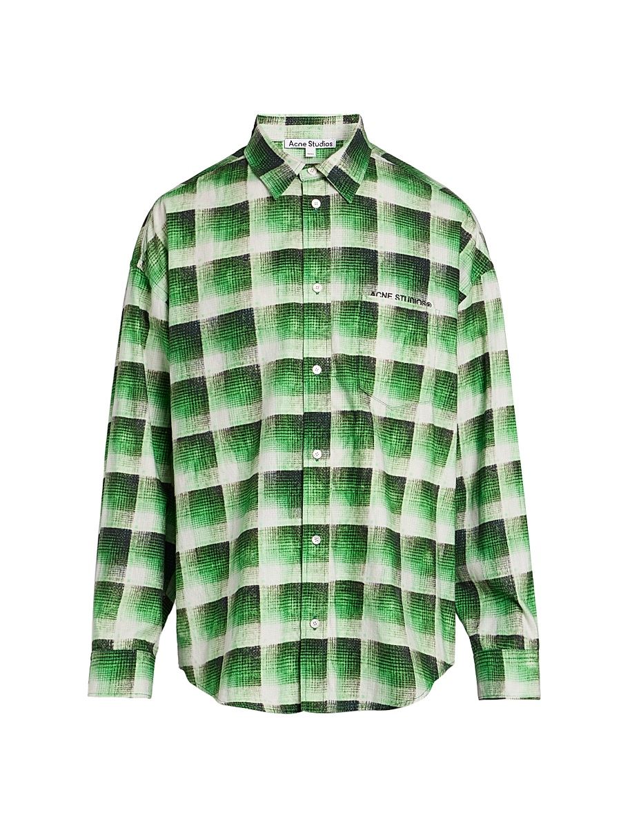 Men's Setar Check Flannel Shirt - Green - Size 42