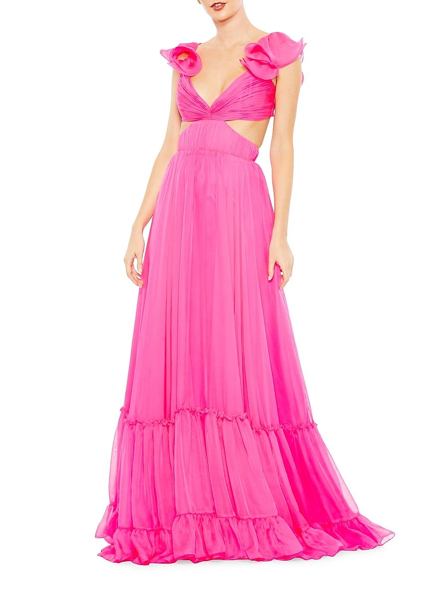 Women's Ieena Chiffon Empire-Waist Gown - Hot Pink - Size 6