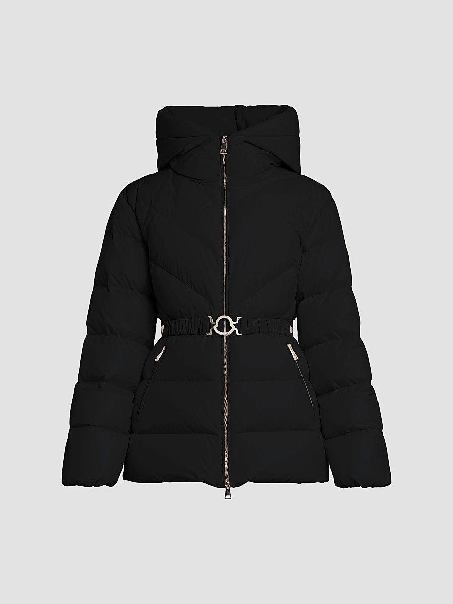 Moncler Women's Brosse Belted Puffer Jacket - Black - Size Large