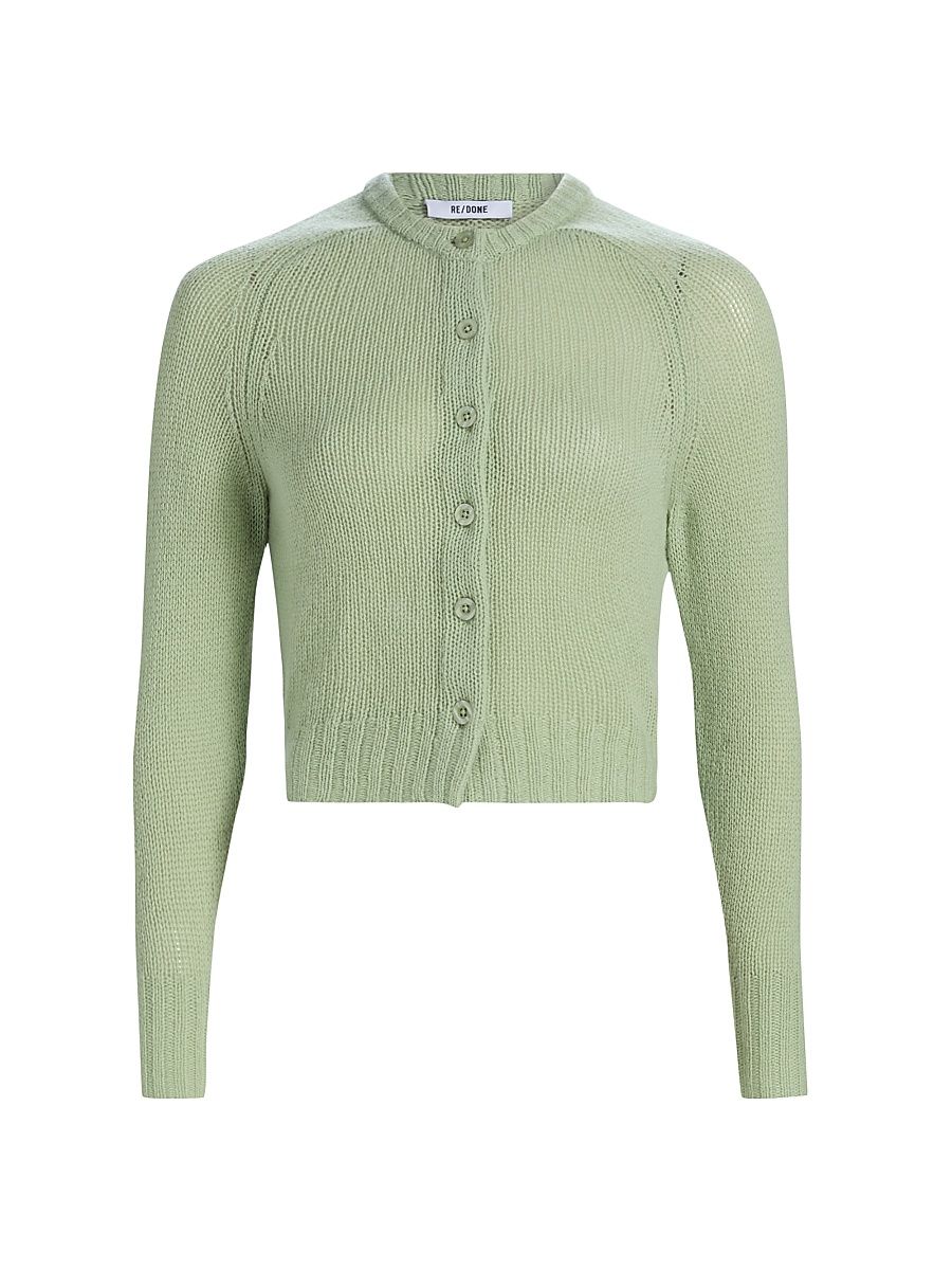 Women's Cashmere Slim-Fit Crop Cardigan - Melon - Size Large