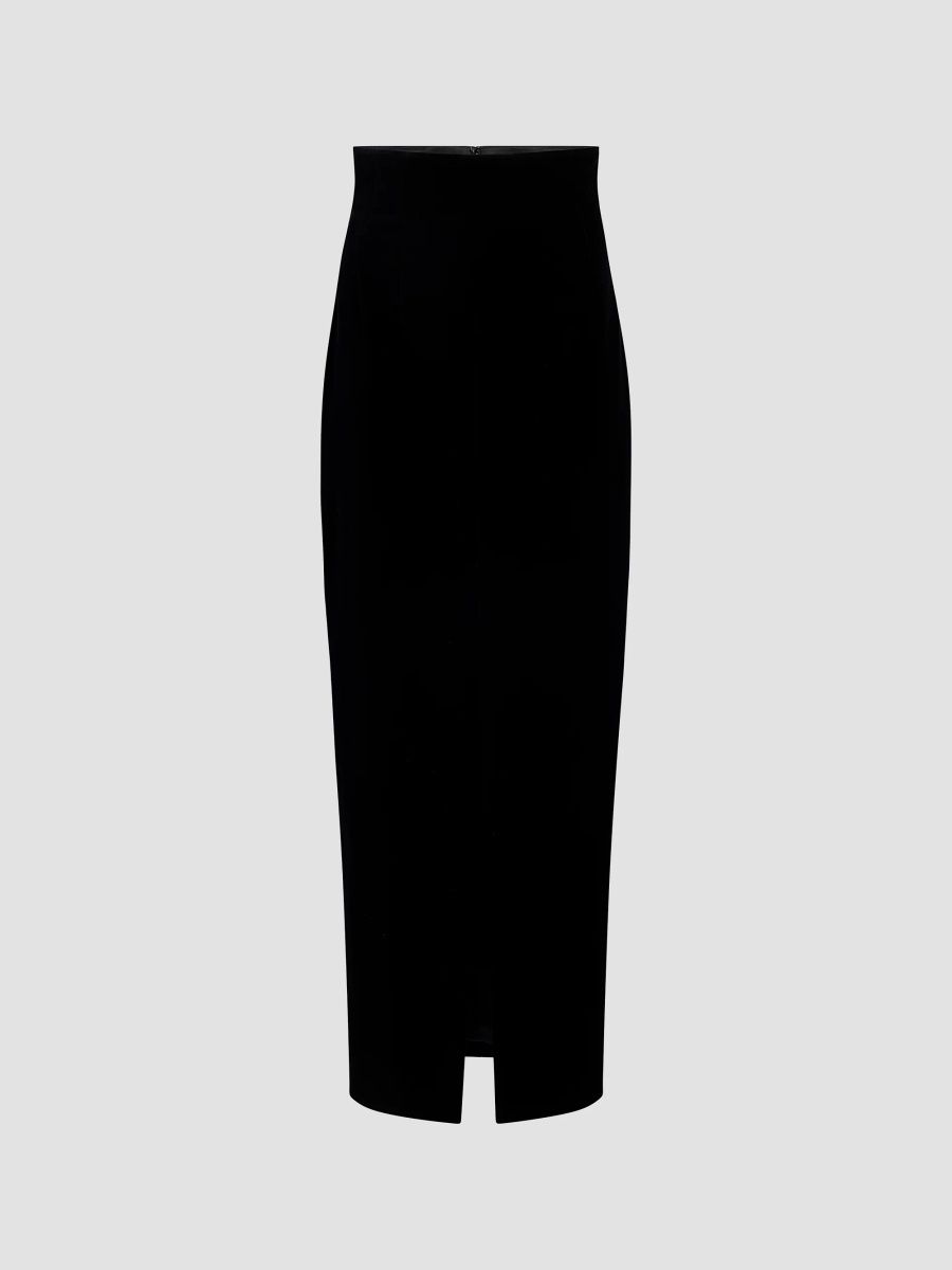 Khaite Women's Lachlan Stretch-Cotton Pencil Skirt - Black - Size 0