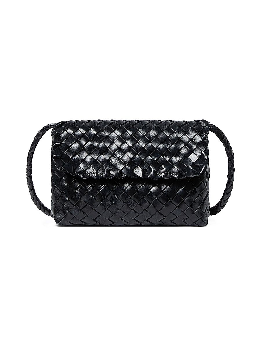 Women's Vinnie Woven Leather Crossbody Bag - Black