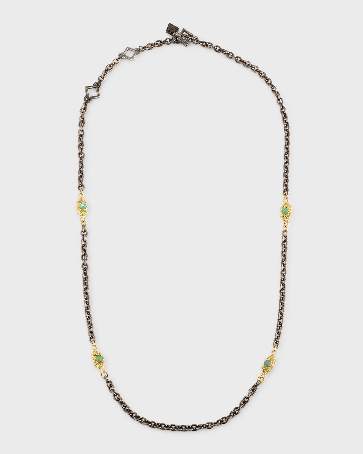 Alternating Scroll Necklace in Emerald Triplets