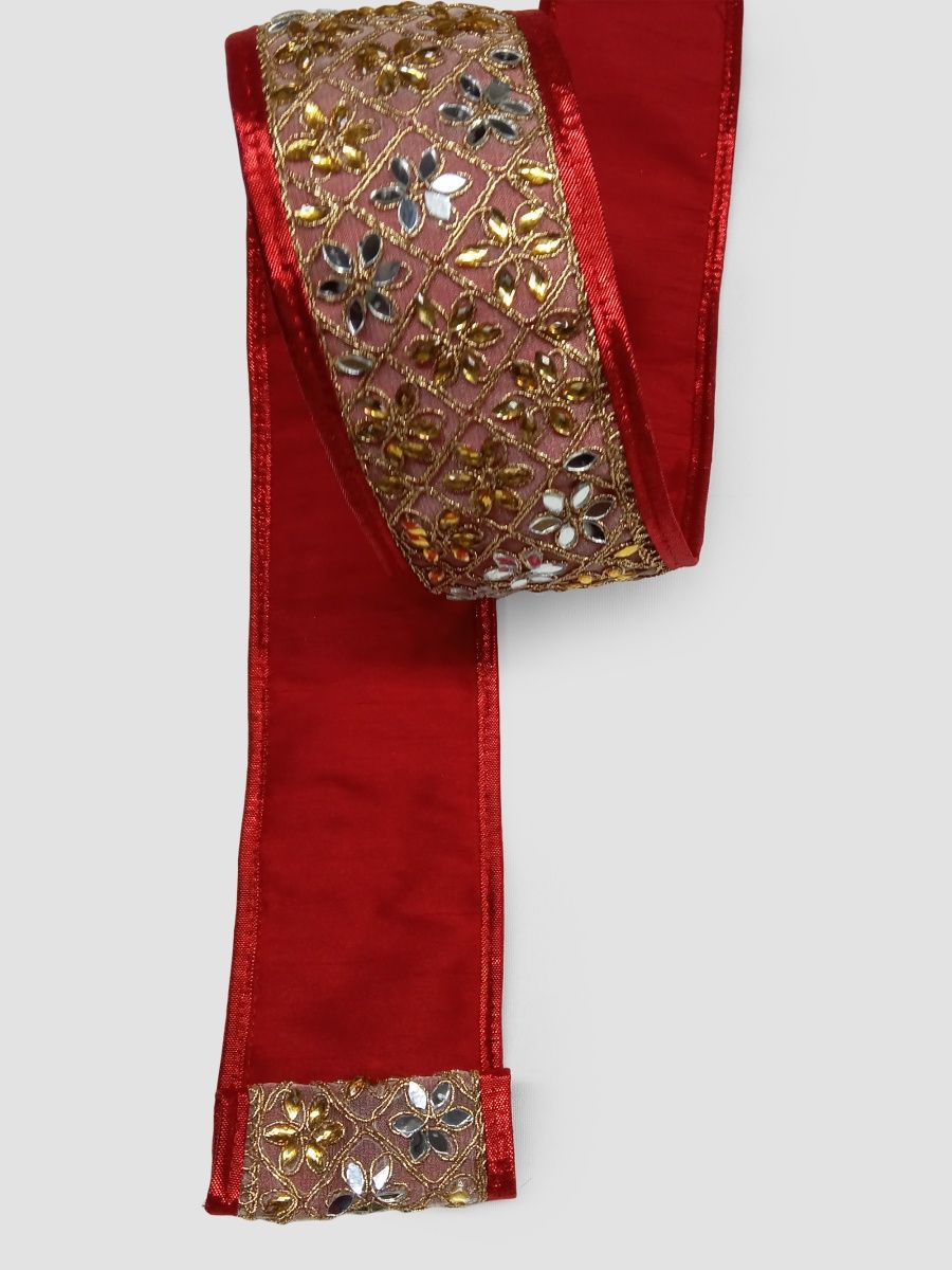 Winward Home Holiday Newness Jewel Trim Metallic Dupion Back Pipe Ribbon