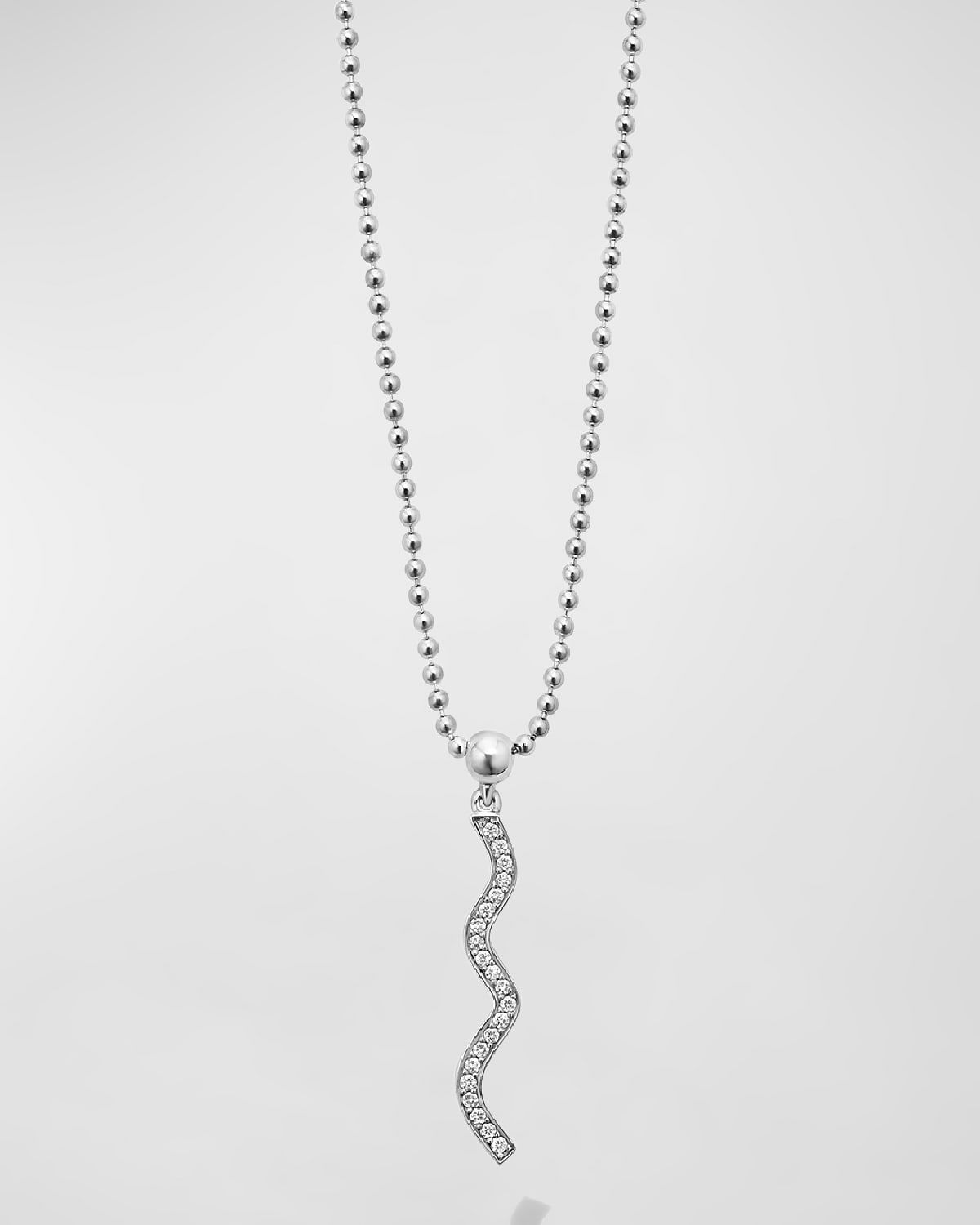 Caviar Spark Diamond Wave Pendant on Chain Necklace