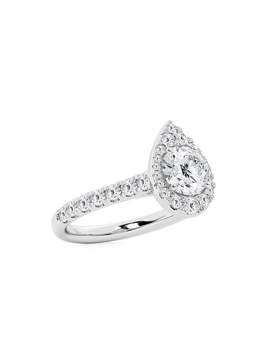 Women's 14K White Gold & 1.75 TCW Diamond Halo Ring - White Gold - Size 7