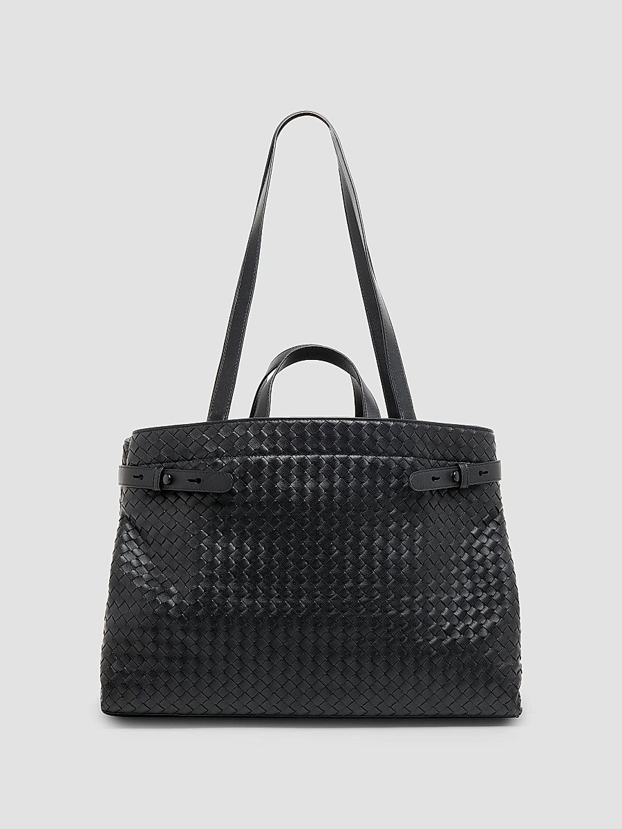 Men's Archive Intrecciato Leather Tote Bag - Black Brass Vibra