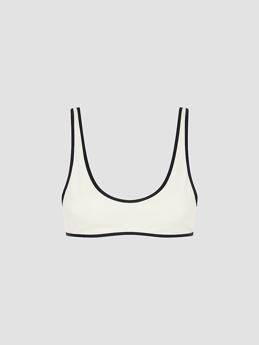 Women's Scoopneck Bikini Top - Ecru Black - Size Small