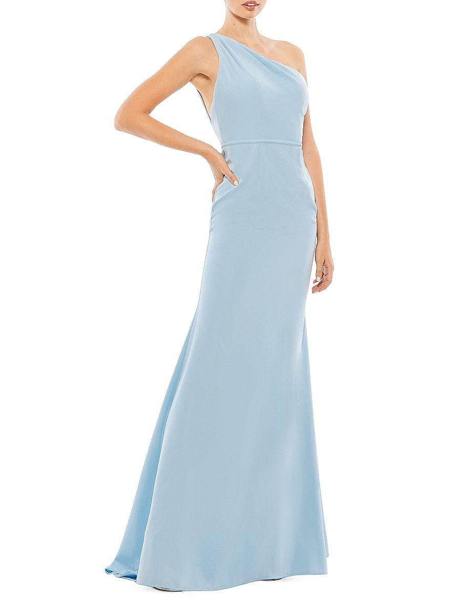 Women's One-Shoulder Trumpet Gown - Powder Blue - Size 4