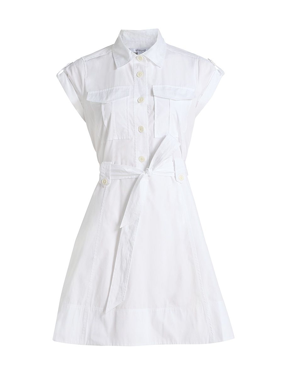 Women's Azora Cotton Poplin Mini-Shirtdress - White - Size 14