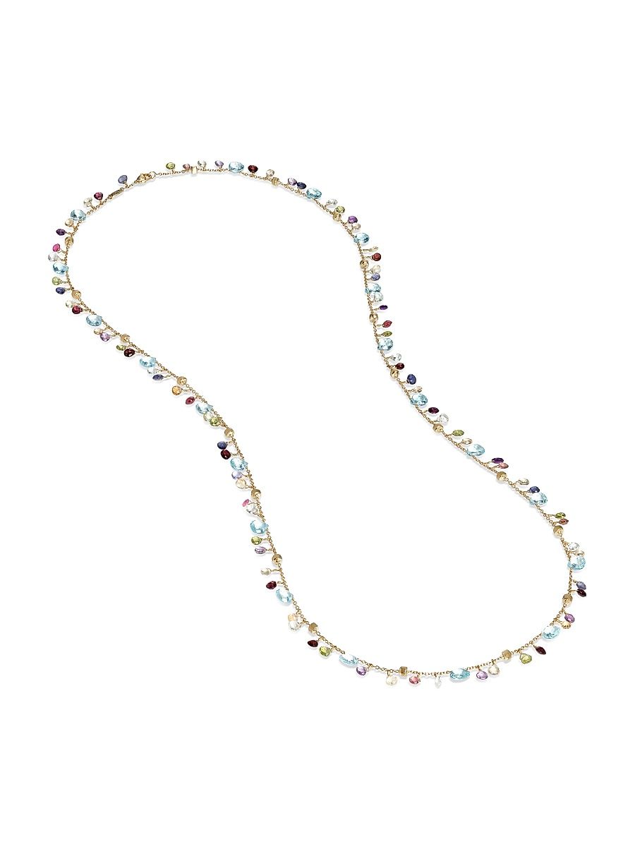 Women's Paradise 18K Yellow Gold, Topaz & Mixed-Stone Long Station Necklace - Yellow Gold Multi