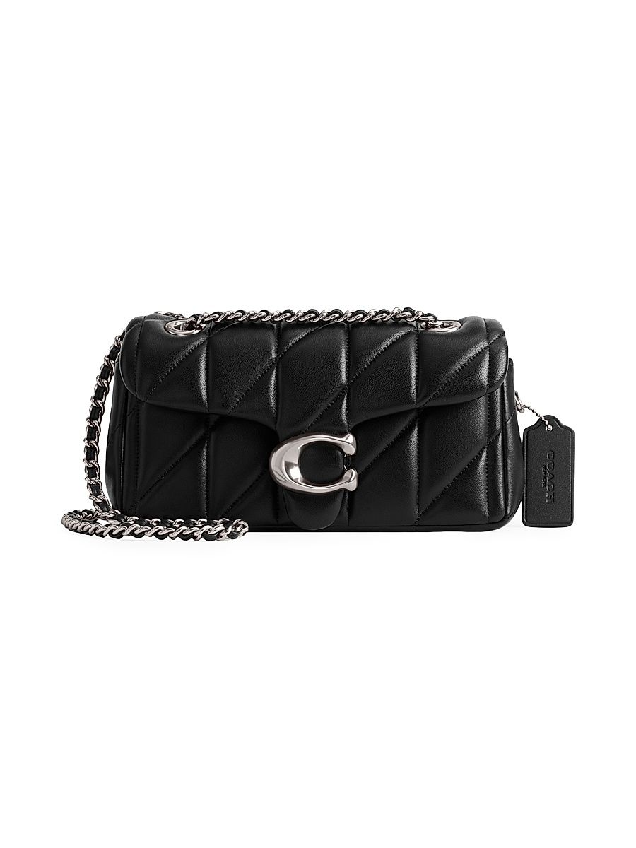 Women's Tabby Quilted Leather Shoulder Bag - Black Silver