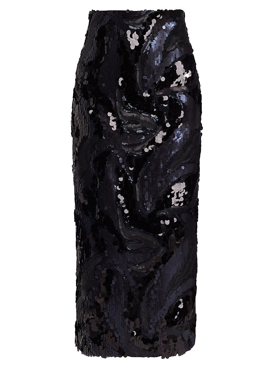 Women's Donnelly Sequined Pencil Skirt - Black Sequin Swirl - Size 6