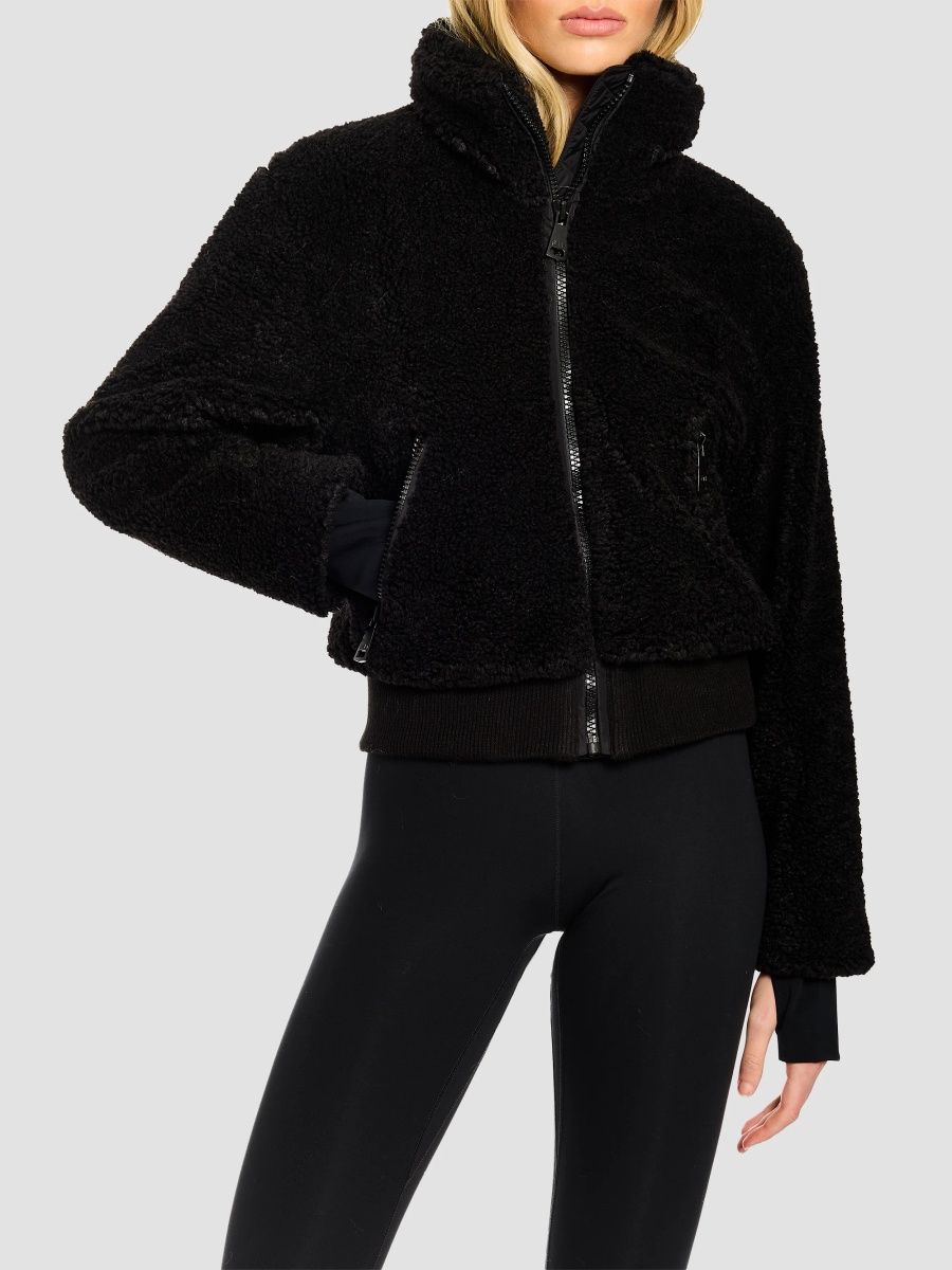 SAM. Women's Shiloh Sherpa Bomber Jacket - Black - Size XL