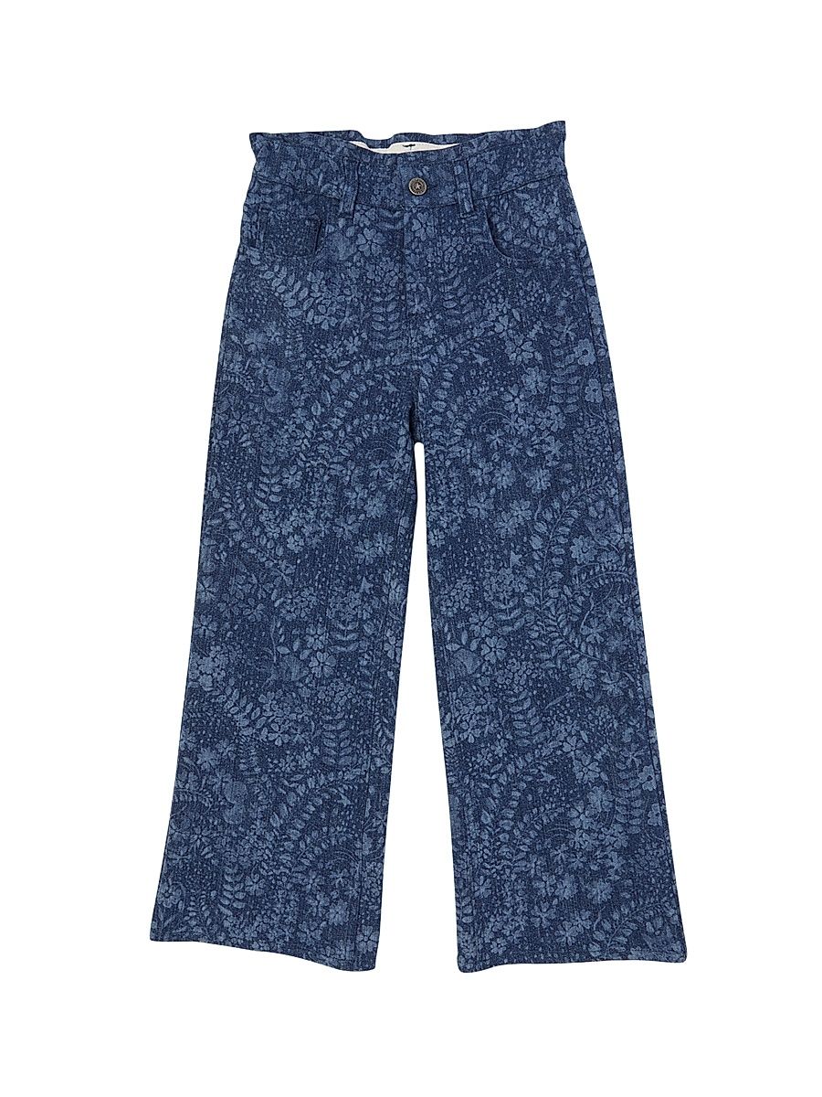 Little Girl's & Girl's Journey Floral-Print Wide-Leg Jeans - Blue - Size 8