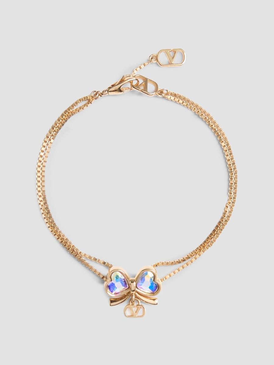 Valentino Women's VLogo Floc Bracelet in Metal and Crystals - Gold Multicolor