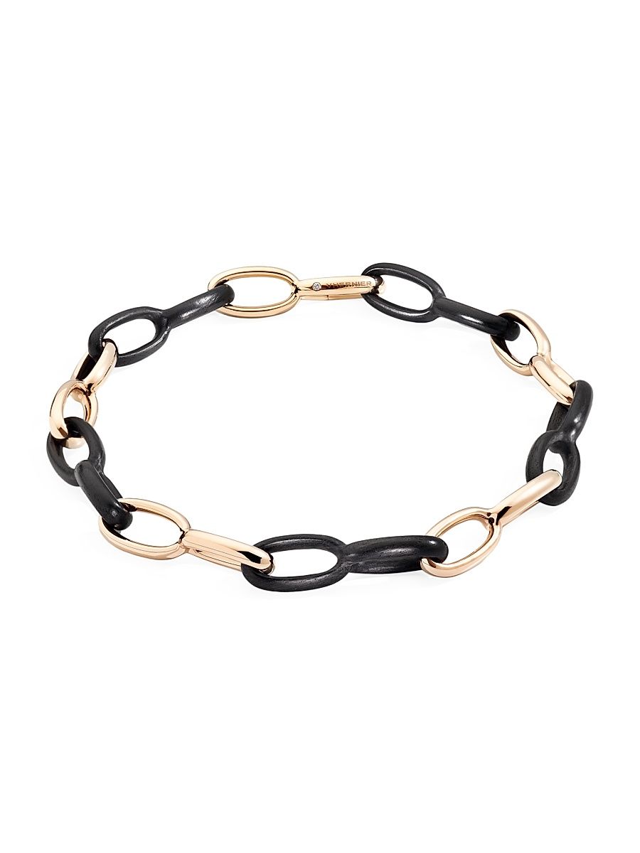 Women's Ottovolante 18K Rose Gold, Ebony & Diamond Chain Necklace - Pink Gold