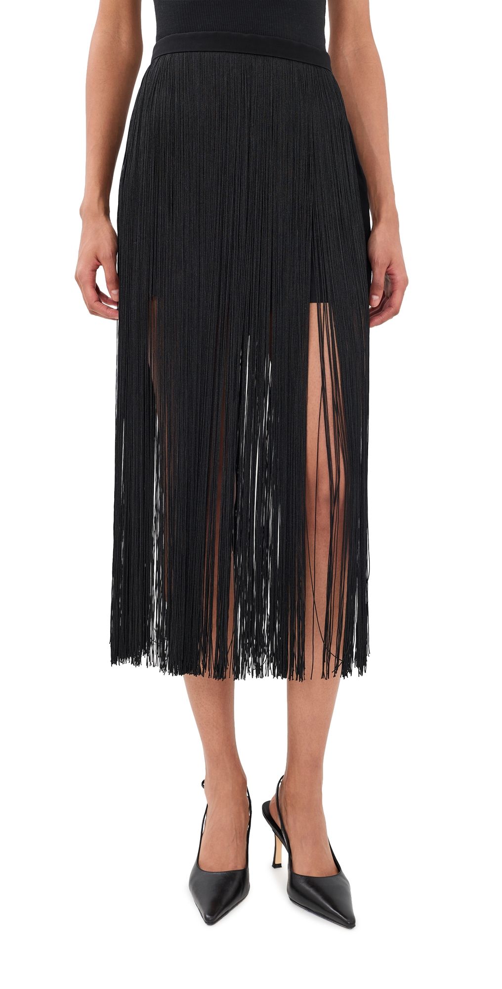 FRAME The Fringe Silk Skirt Black 4